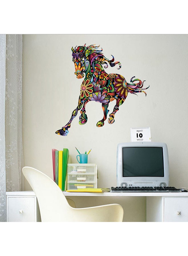DaDa Home - Abstract Flower Design Running Horse Wall Sticker Multicolour - Image 1