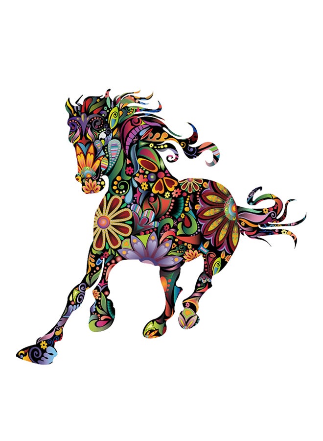 DaDa Home - Abstract Flower Design Running Horse Wall Sticker Multicolour - Image 1