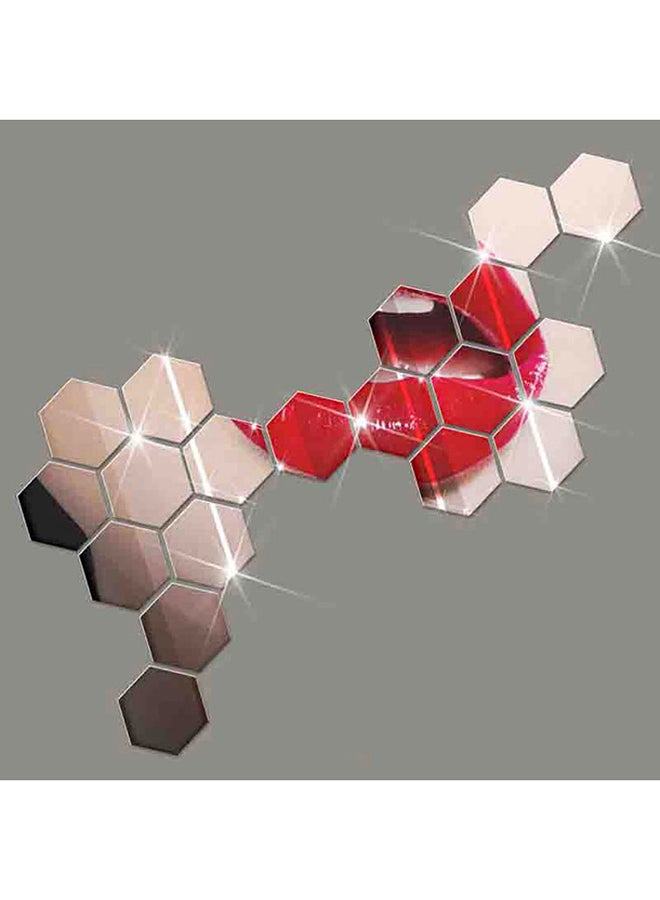 DaDa Home - 28-Piece Easy To Paste Removable And Install Hexagonal Mirror Wall Sticker Silver 12.1x10.5cm - Image 1