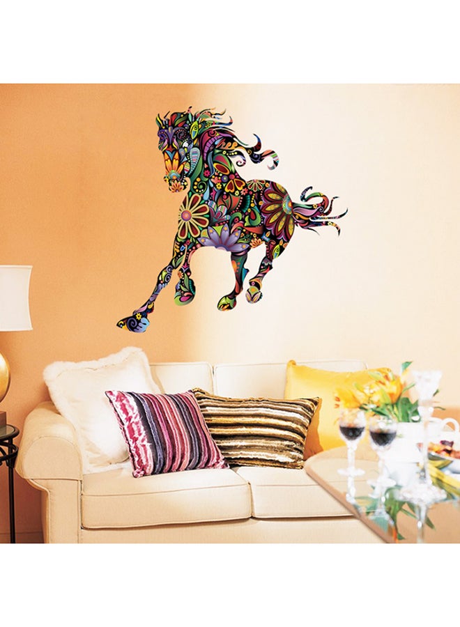 DaDa Home - Abstract Flower Design Running Horse Wall Sticker Multicolour - Image 1
