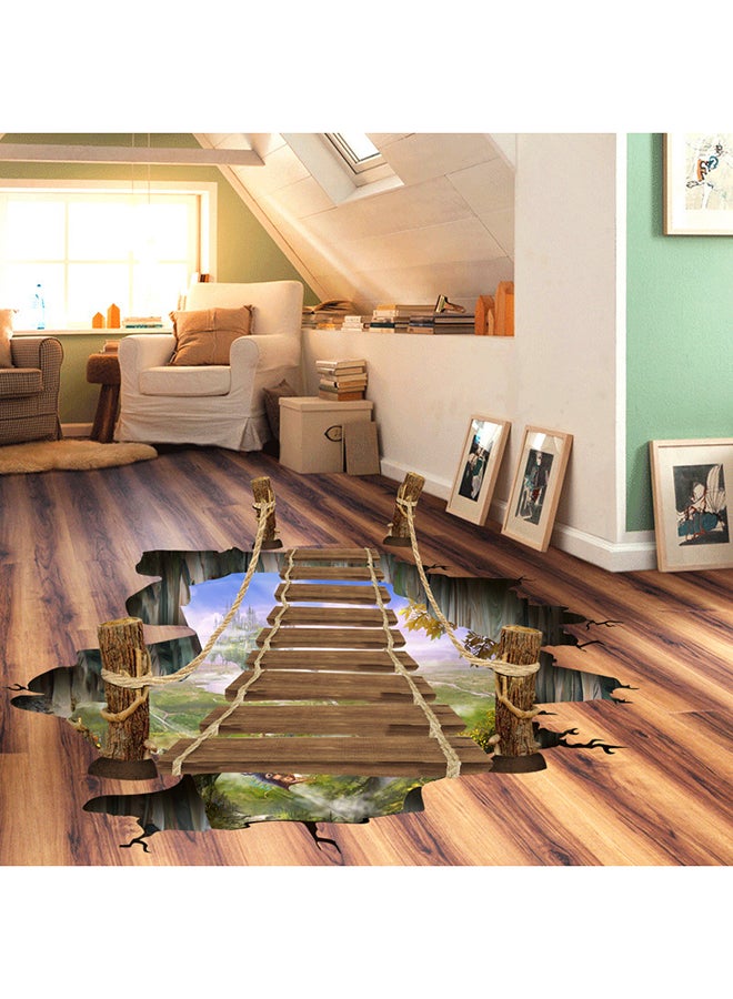 DaDa Home Suspension Bridge 3D Removable Floor Sticker Brown/Green  - Image 2