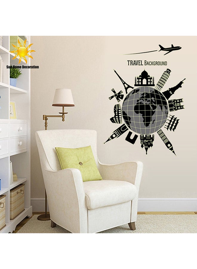 World Map Design Removable Wall Sticker Black/Grey - v1511174933/N12479311A_2