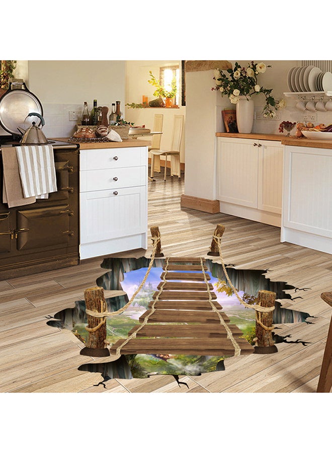 Suspension Bridge 3D Removable Floor Sticker Brown/Green - v1511174936/N12479280A_5