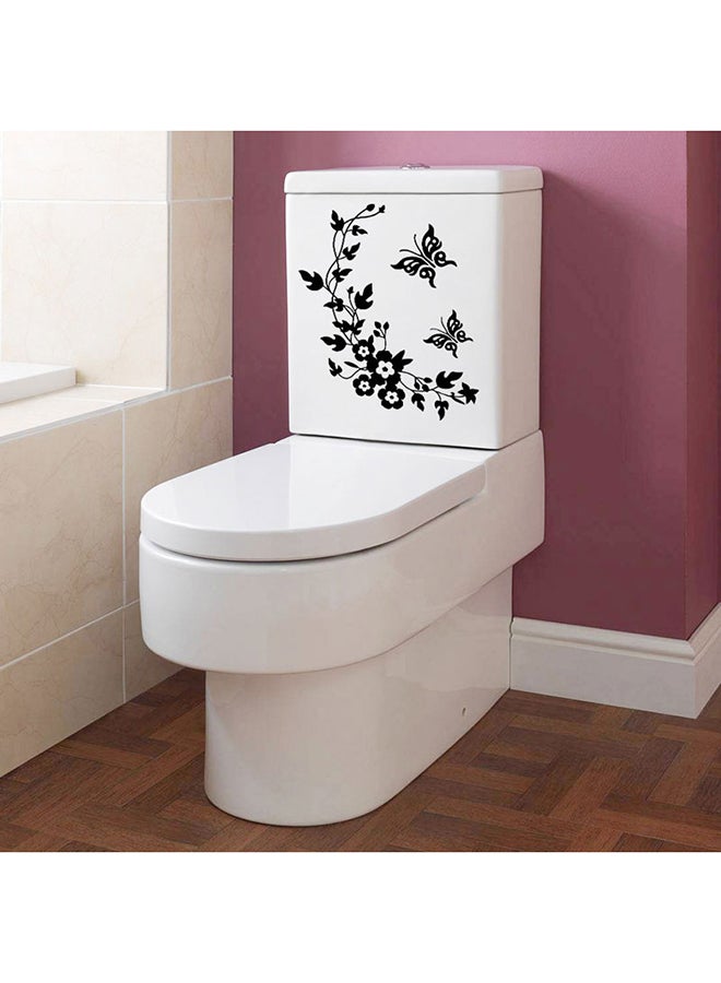 Butterfly And Flower Design Removable Wall Sticker Black - v1511174964/N12479315A_2