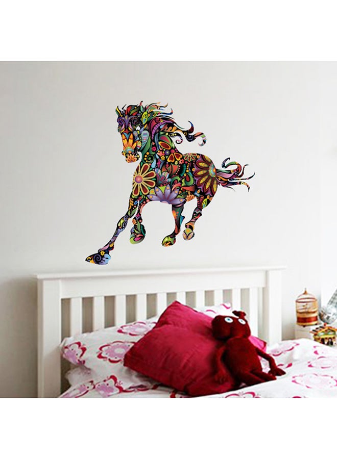 DaDa Home - Abstract Flower Design Running Horse Wall Sticker Multicolour - Image 1