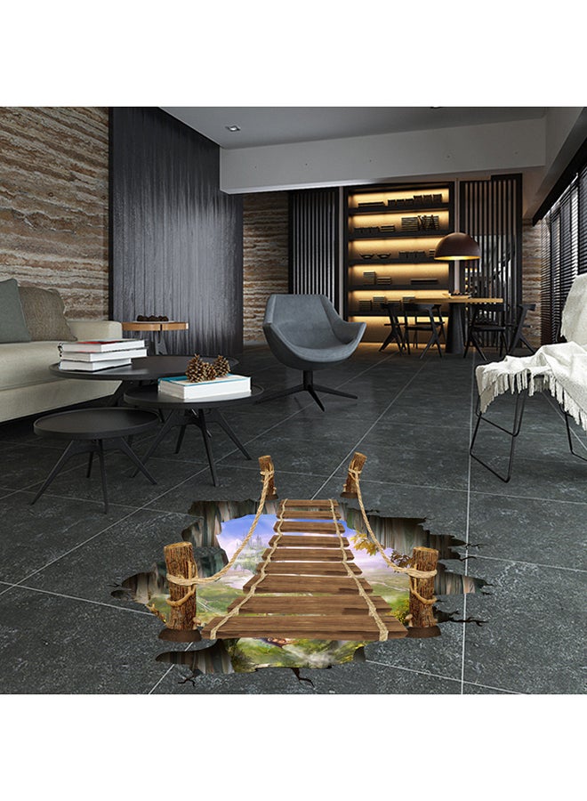 DaDa Home Suspension Bridge 3D Removable Floor Sticker Brown/Green  - Image 1
