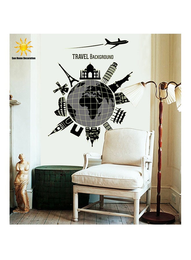 World Map Design Removable Wall Sticker Black/Grey - v1511175099/N12479311A_3