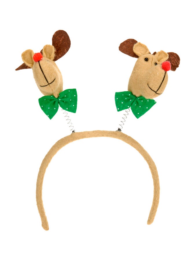 Christmas Reindeer Headwear Beige/Green/Brown 25cm 