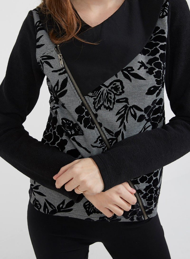 smash - Floral Printed Arcor Jacket Black - Image 1