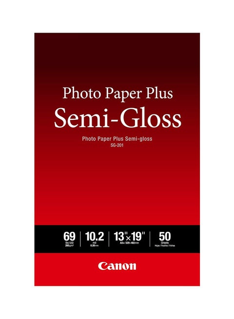 SG-201 Semi-Gloss Photo Paper Plus 4x6", Pack of 50 Sheets White