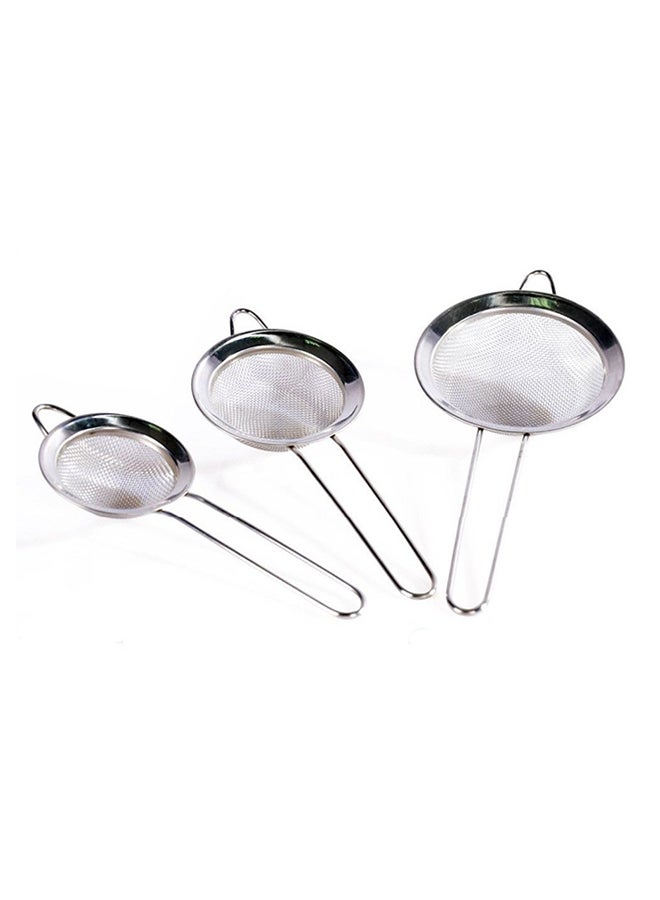 Set Of 3 Tea Strainers Silver Standard