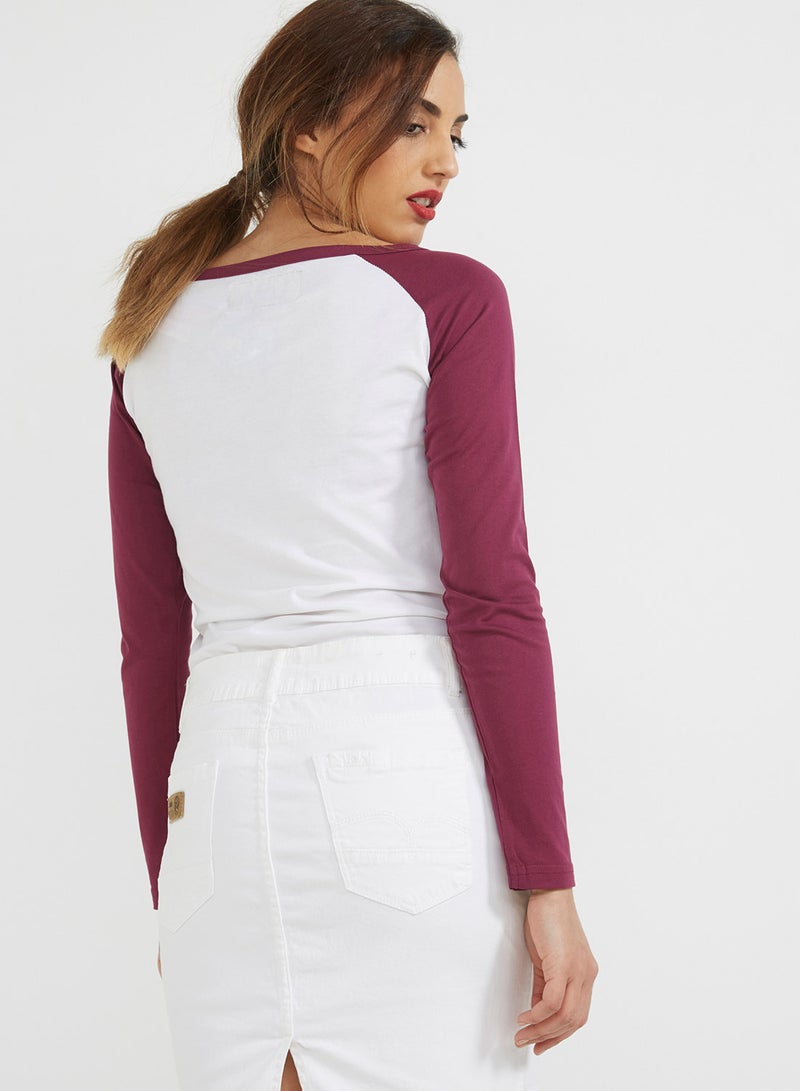 Lois - Full Sleeves T-Shirt White/Red - Image 1