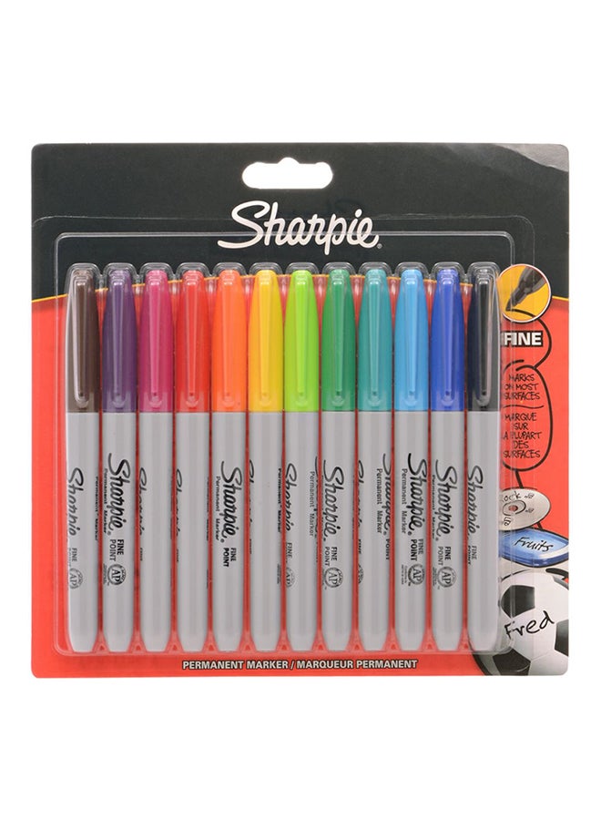 مجموعة من 12 أقلام دائمة متعدد الألوان