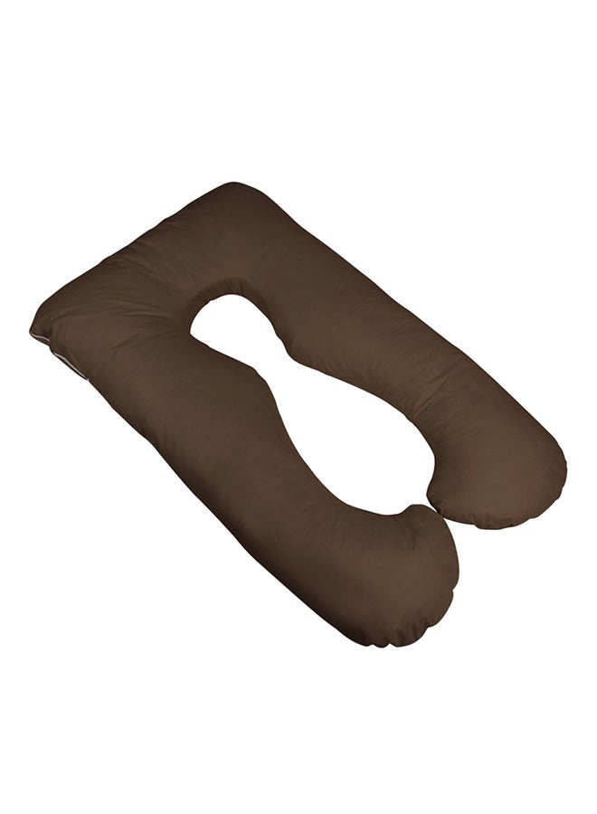Comfortable U-Shaped Full Body Maternity Pillow Cotton Coffee Brown 120x80cm 