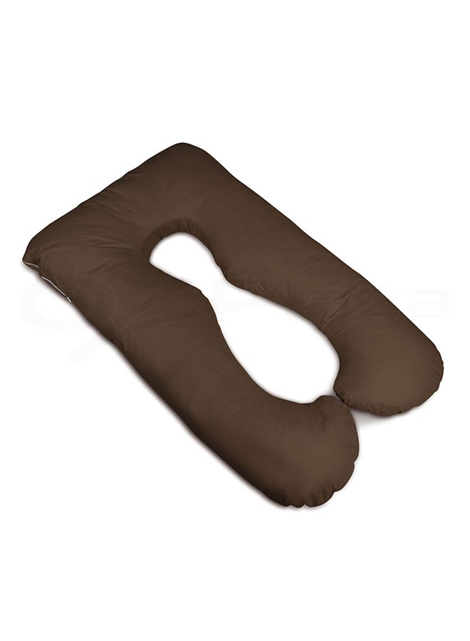 Comfortable U-Shaped Full Body Maternity Pillow Cotton Coffee Brown 120x80cm