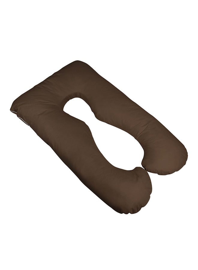 Comfortable U-Shaped Full Body Maternity Pillow Cotton Coffee Brown 120x80cm