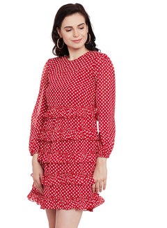 THE VANCA Printed Skater Dress Red  - Image 3