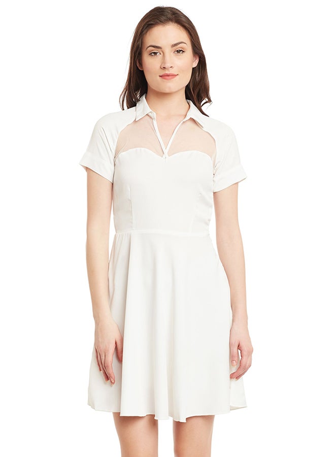 THE VANCA Short Sleeve Casual Dress Off white  - Image 1