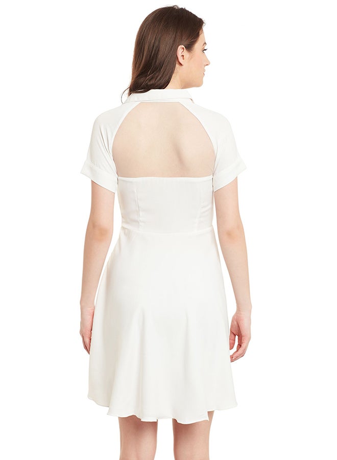 THE VANCA Short Sleeve Casual Dress Off white  - Image 2