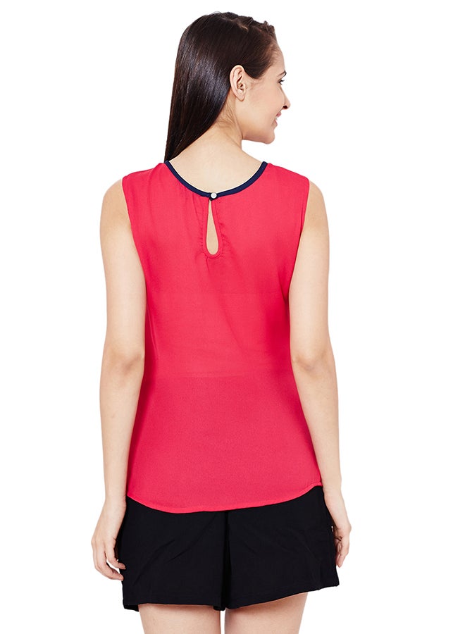 THE VANCA Top With Lace At Front Pink - Image 2