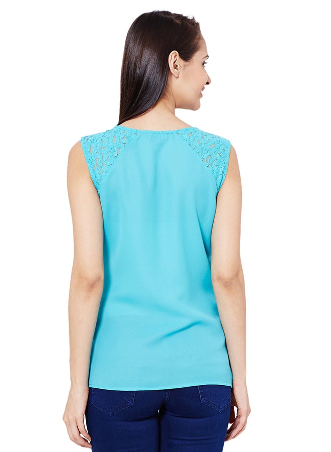 THE VANCA V-Neck Top Blue - Image 2