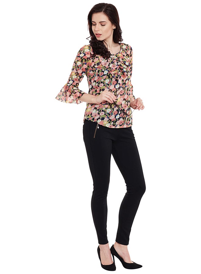 THE VANCA Top With Flared Sleeve And Ruffles Multicolour  - Image 5