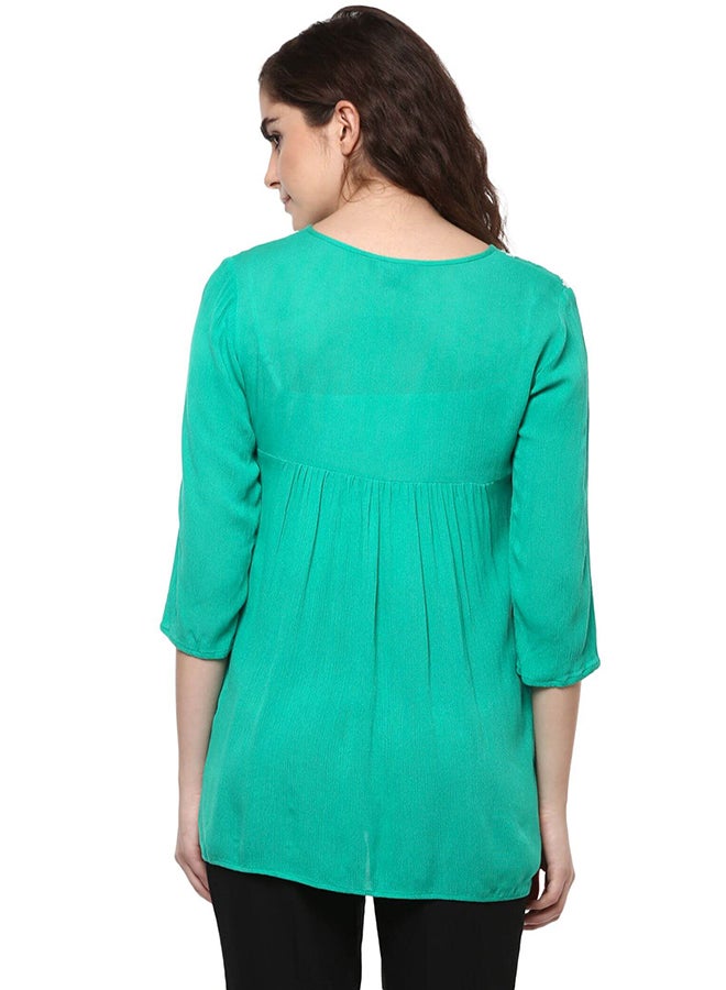THE VANCA Embroidered Top Green - Image 2