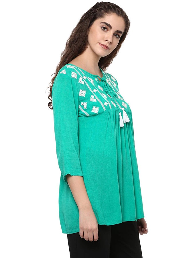 THE VANCA Embroidered Top Green - Image 4