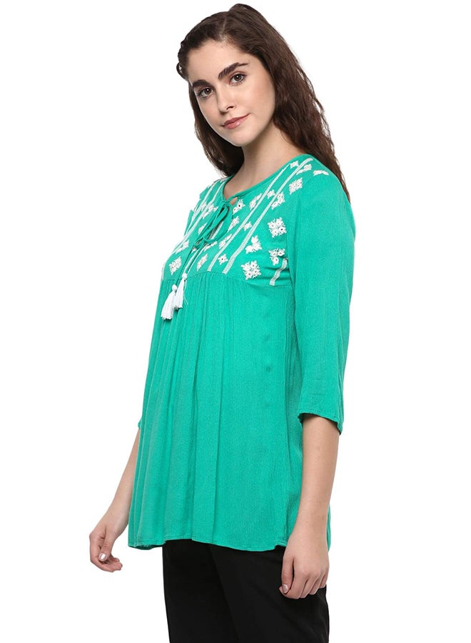 THE VANCA Embroidered Top Green - Image 3