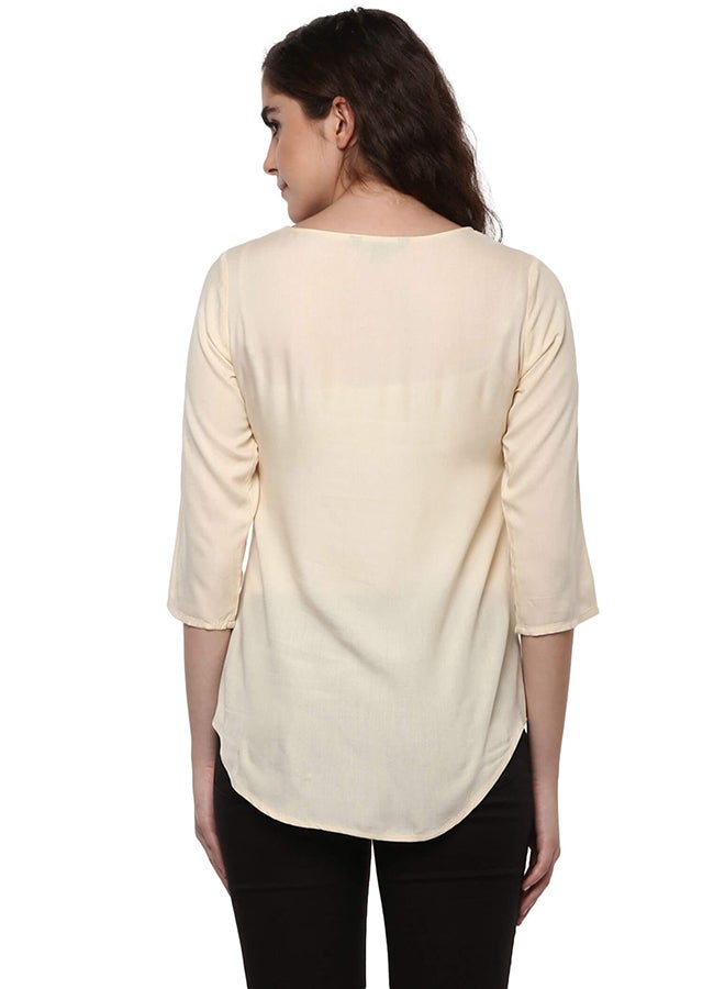 THE VANCA - Embroidered Top Beige - Image 1