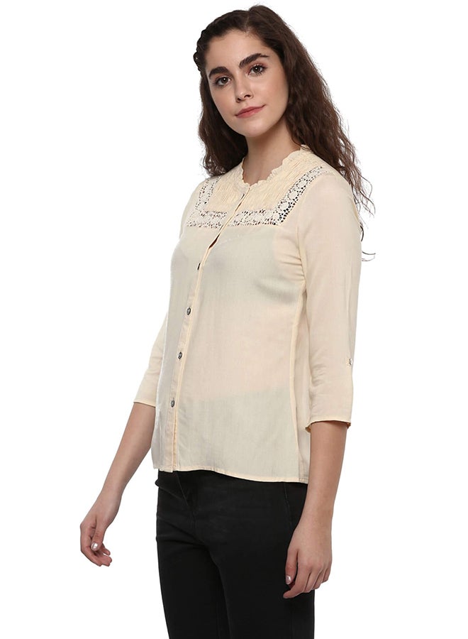THE VANCA - Rayon Shirt Beige - Image 1