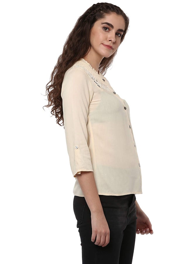 THE VANCA - Rayon Shirt Beige - Image 1