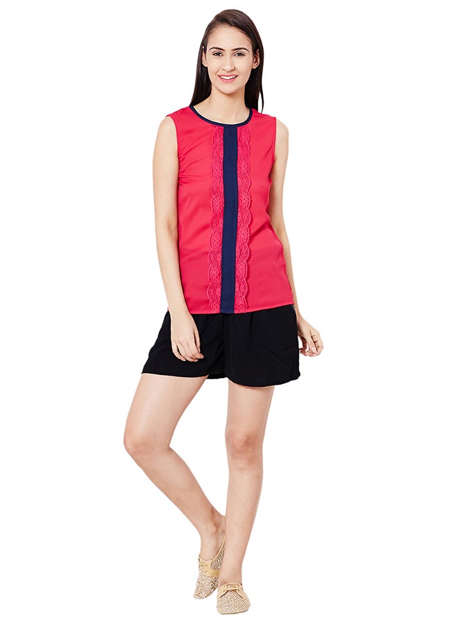 THE VANCA Top With Lace At Front Pink - Image 5