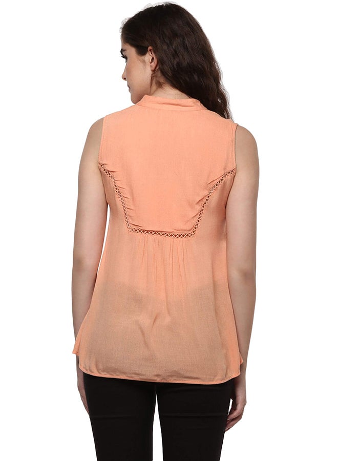THE VANCA Embroidered Flared Top Peach - Image 2