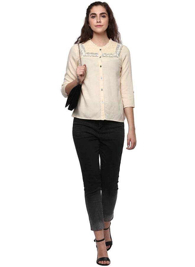 THE VANCA - Rayon Shirt Beige - Image 1