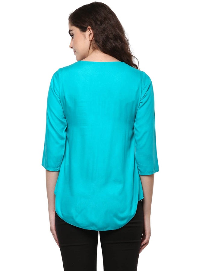 THE VANCA Embroidered Top Blue  - Image 2