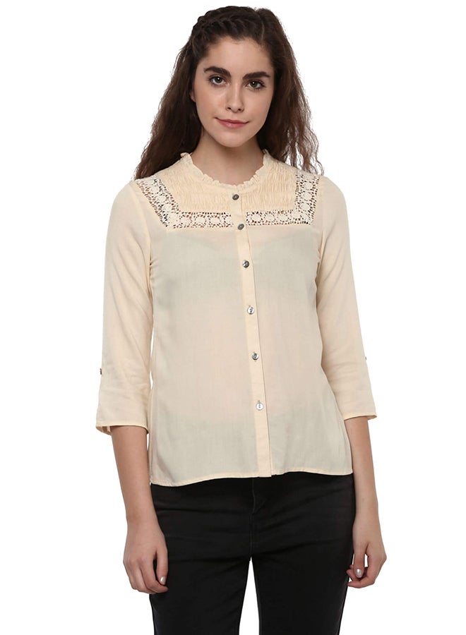 THE VANCA - Rayon Shirt Beige - Image 1