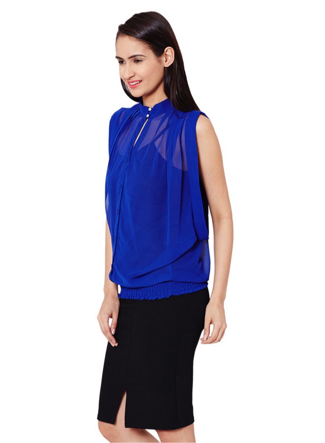 THE VANCA Boxy Shirt Blue - Image 3