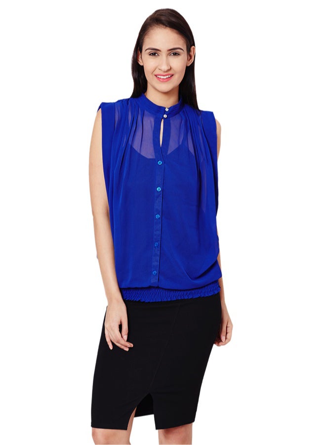 THE VANCA Boxy Shirt Blue - Image 1