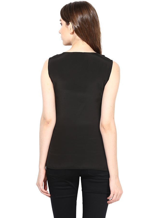 THE VANCA Top With Flounce At Front Black - Image 2