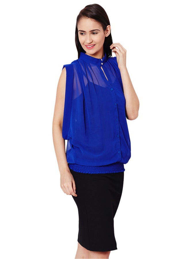 THE VANCA Boxy Shirt Blue - Image 4