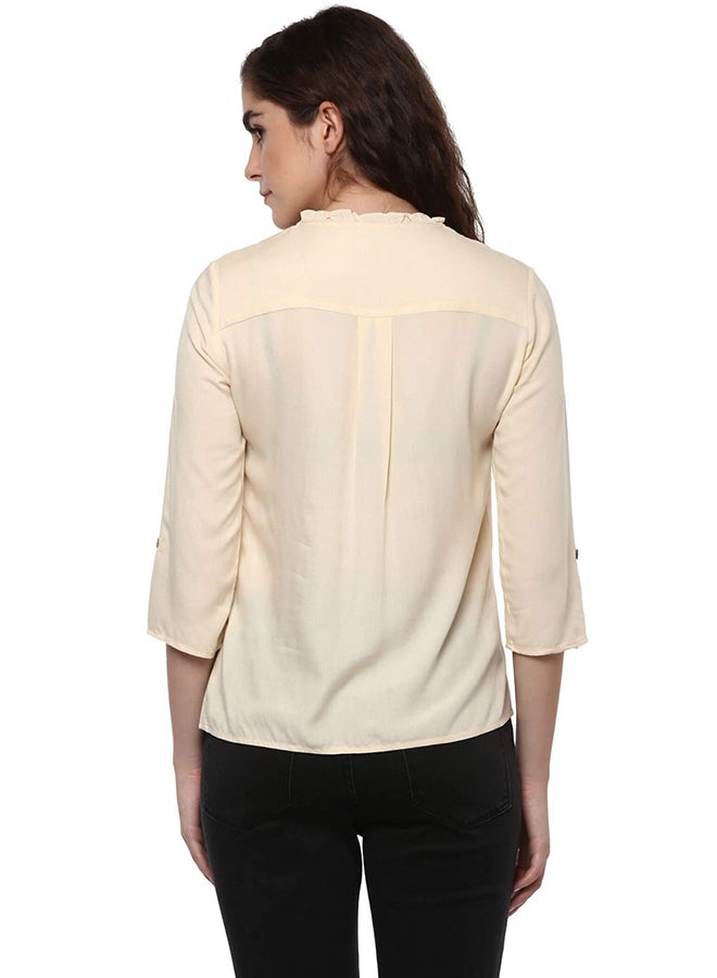 THE VANCA - Rayon Shirt Beige - Image 1