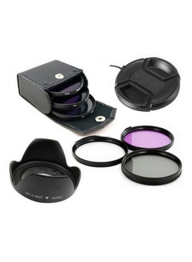 Ozone 7-Piece Professional Lens Hood With Pouch For Nikon DSLR Camera Set Black 
