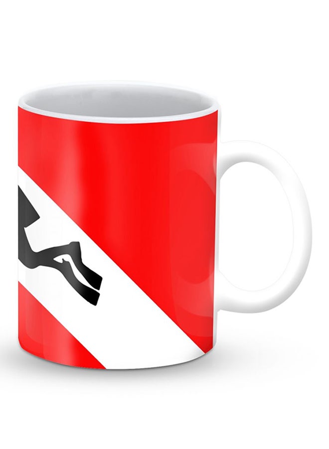 ستايلايزد قدح قهوة فاخر بتصميم علم الغوص أحمر/ أبيض/ أسود - Image 2