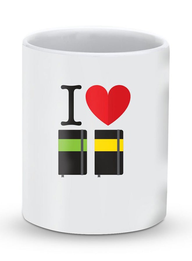 Stylizedd Premium I Love Notebook Designer Mug White/Red/Black - Image 1