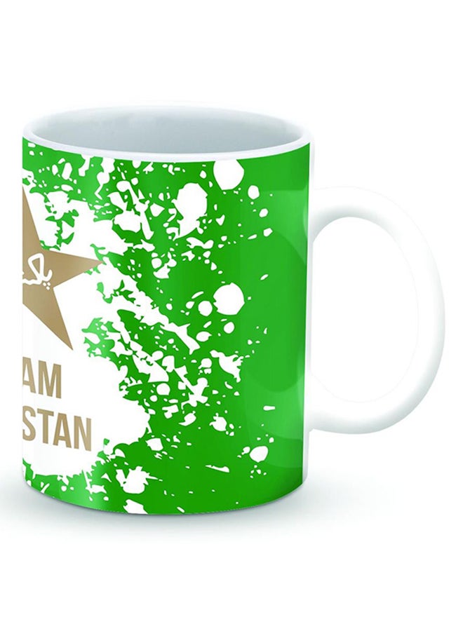 ستايلايزد قدح قهوة فاخر بتصميم فريق باكستان أخضر/أبيض/ بني - Image 2