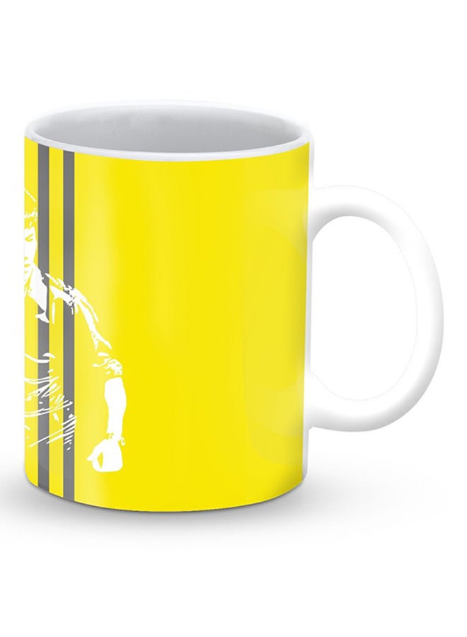 ستايلايزد قدح قهوة فاخر بتصميم المقاتل بروس لي أبيض/رمادي/أصفر - Image 2