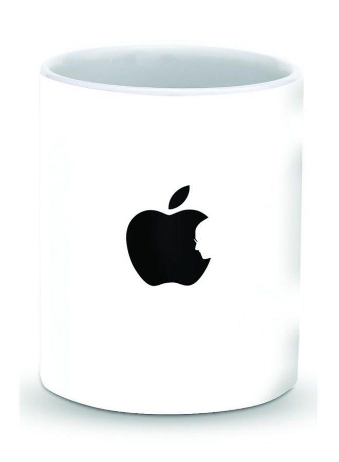 ستايلايزد قدح قهوة فاخر بتصميم شعار تفاحة ستيف أبيض/ أسود - Image 1