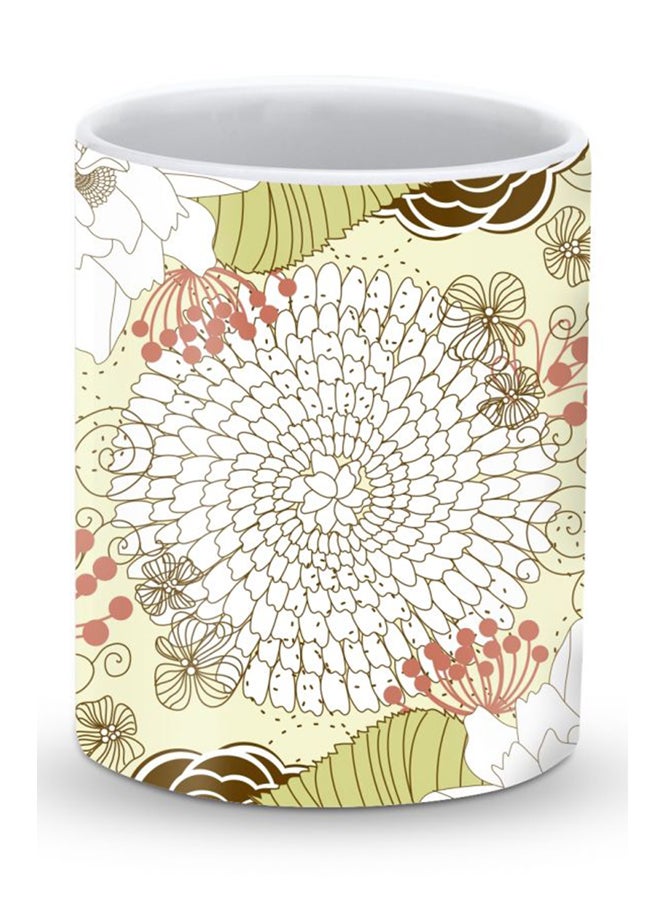 Stylizedd Premium Blooming Flower Designer Mug Green/White/Red - Image 1
