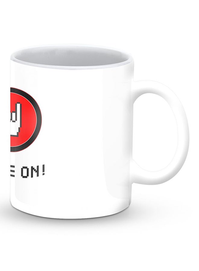 ستايلايزد قدح قهوة فاخر بتصميم جيم أون - اللعبة مستمرة أبيض/أحمر/أسود - Image 2